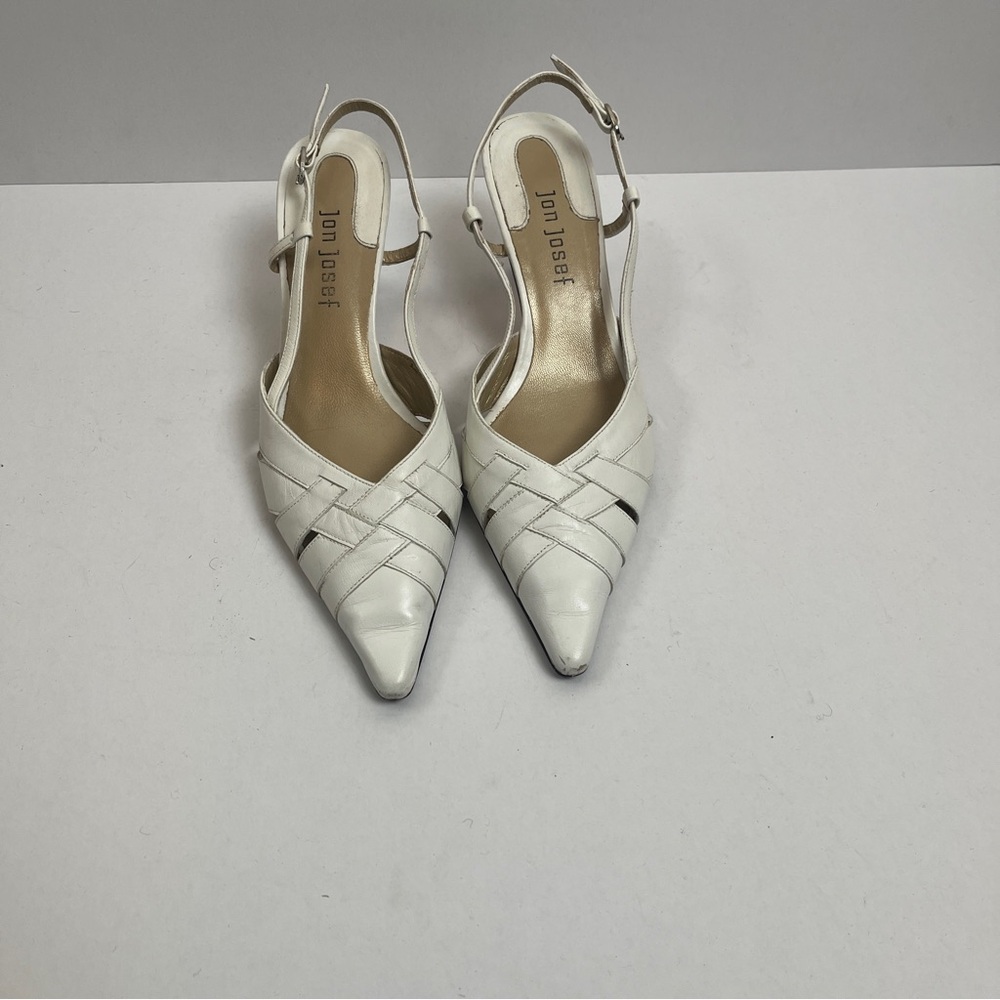 White Leather Jon Josef Slingback Heels